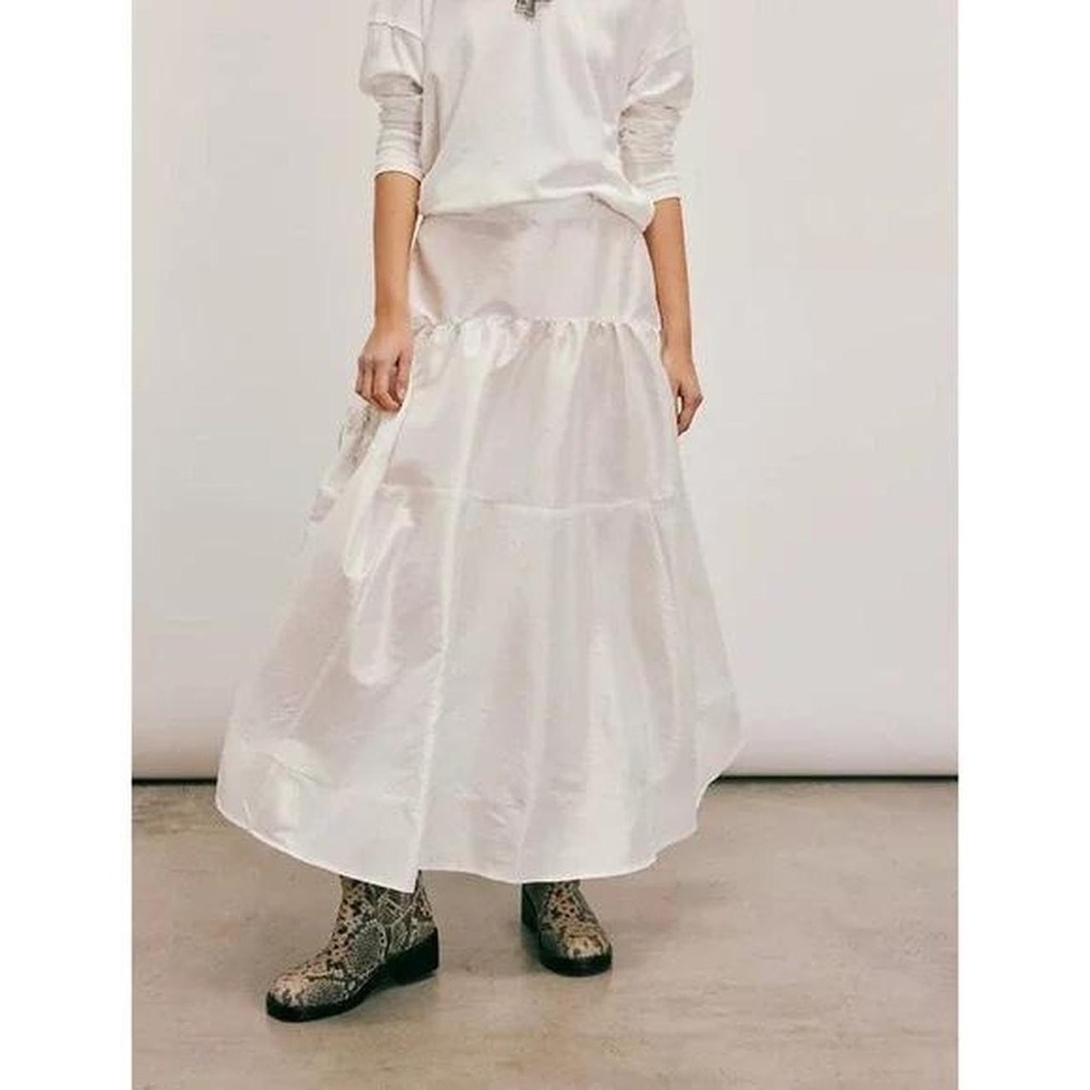 Free People eggnog white Emery drop waist midi skirt size small NWOT